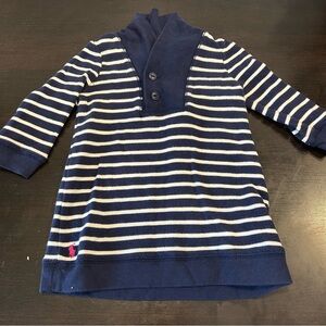 Ralph Lauren Striped Shawl Collar Sweater Dress Blue